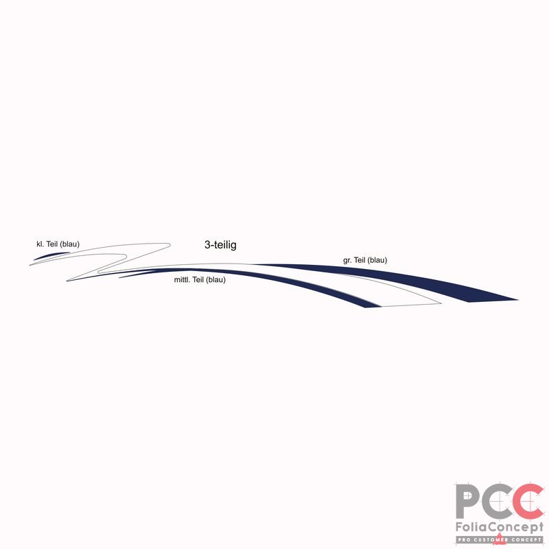 Aufkleber Design Welle Außen 3-tlg blau met rechts