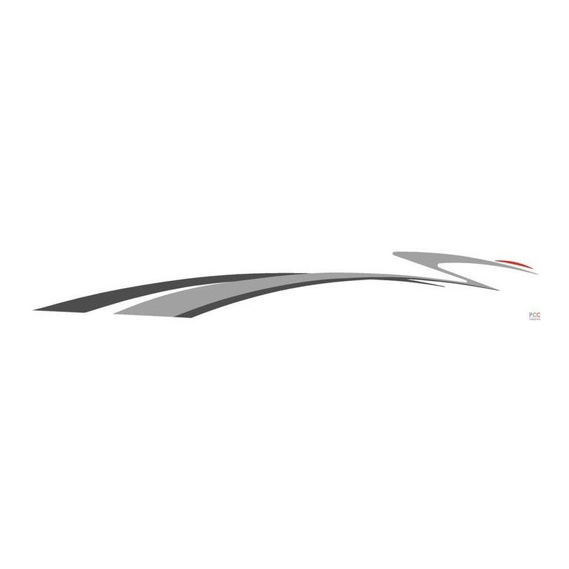 Aufkleber Design Welle Außen 3-tlg grau met. links
