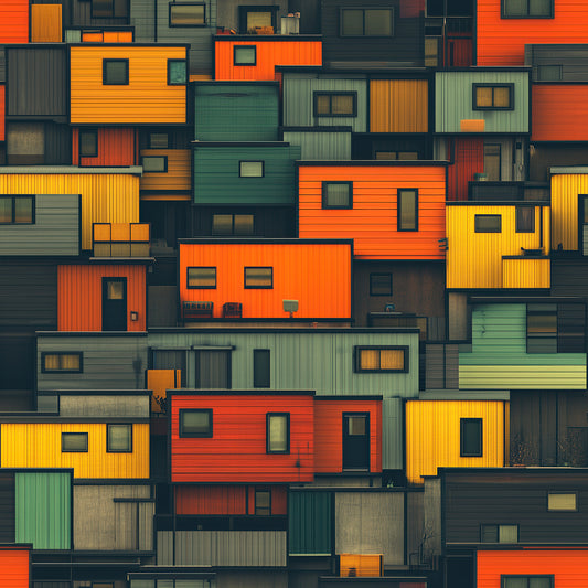 Detail selbstklebende Tapete bunte Bungalows