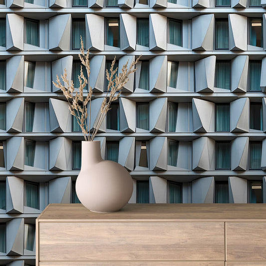 Wandbild moderne Hotelarchitektur mit Fenster Pattern