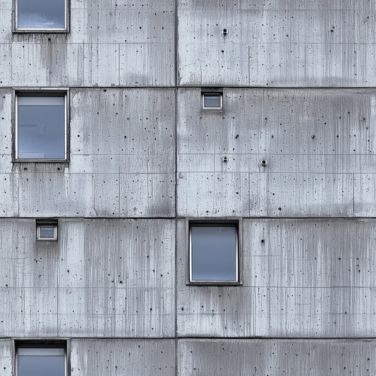 Detail Tapete in Betonoptik mit Fenstern