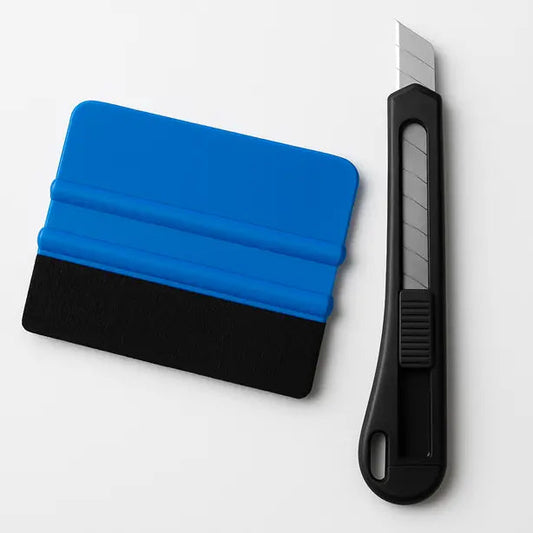 Folienrakel und Cuttermesser Set für die blasenfreie Folienmontage